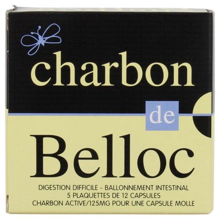 Charbon de belloc 125 mg, 60 capsules molles
