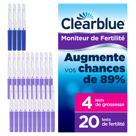 Clearblue stick moniteur fertilite 20 recharges de tests de fertilité et 4 tests de grossesse Clearblue 