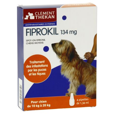 Clément-thékan fiprokil chien 10-20 kilos - etui 4 pipette 1.34ml