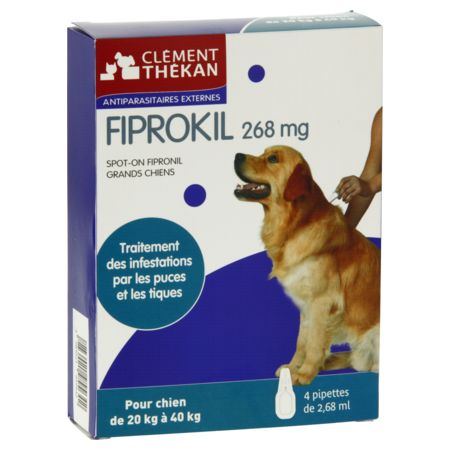 Clément-thékan fiprokil chien 20-40 kilos - etui 4 pipette 2.68ml