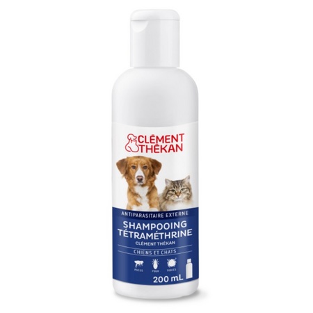 Clément Thékan Shampooing Tétraméthrine Anti-parasitaires Chiens et Chats, 200 ml