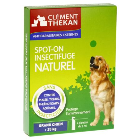 Clément-thékan spot-on insectifuge naturel chien de + 25kg - 4pipettes