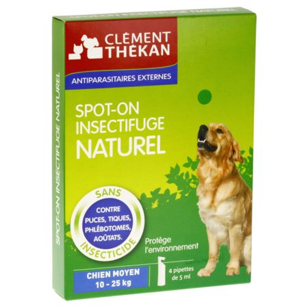 Clément-thékan spot-on insectifuge naturel chien de 10-25kg - 4pipettes