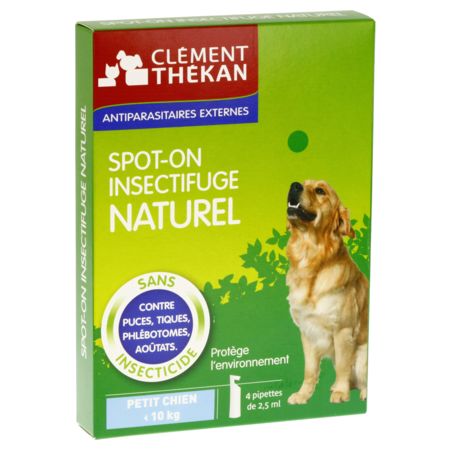 Clément-thékan spot-on insectifuge naturel chien de -10kg - 4pipettes