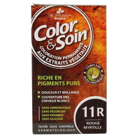 Les 3 chênes color & soin coloration permanente teinte rouge myrtille - 11r