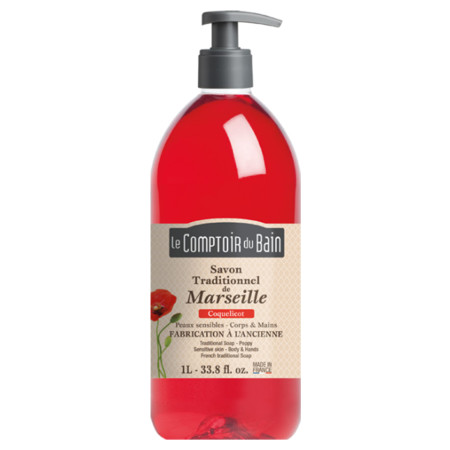 Comptoir du bain savon traditionnel de marseille coquelicot 1l