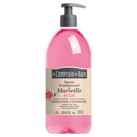 Comptoir du bain savon traditionnel de marseille rose 1l