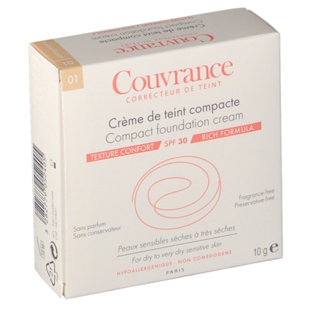 Avène couvrance crème de teint compacte confort peaux claires porcelaine 9,5 g