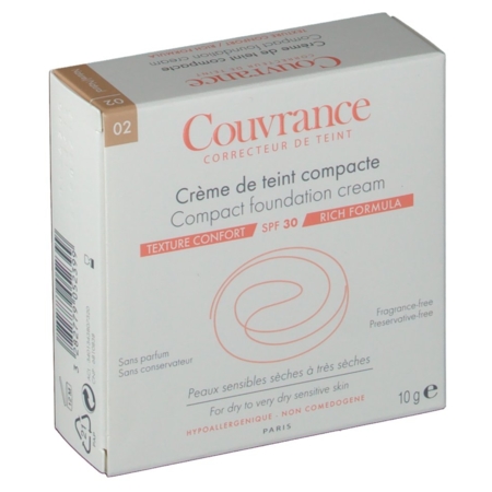 Avène couvrance crème de teint compacte confort peaux claires naturel 9,5 g