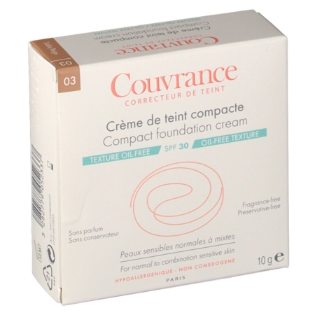 Avène couvrance  crème de teint compacte oil-free peaux claires sable 9,5 g