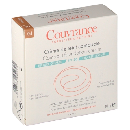 Avène couvrance  crème de teint compacte oil-free peaux claires miel 9,5 g