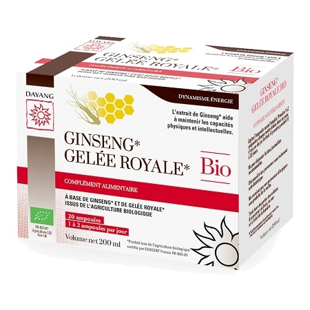 Dayang Ginseng gelée royale bio, 20 ampoules