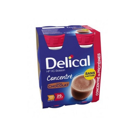 Delical Boisson Concentré sans lactose Cholocat, 4 x 200 ml