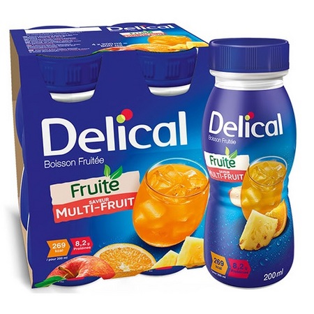 Delical Boisson fruitée Multrifruits, 4 x 200 ml