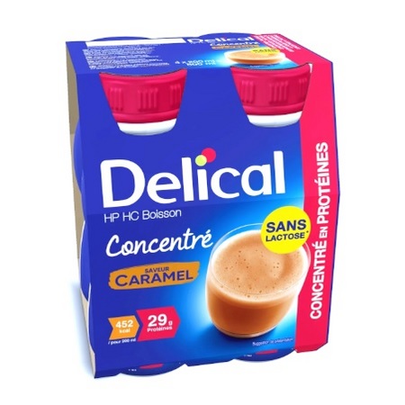 Delical Concentré Boisson HP HC Caramel, 4 x 200 ml