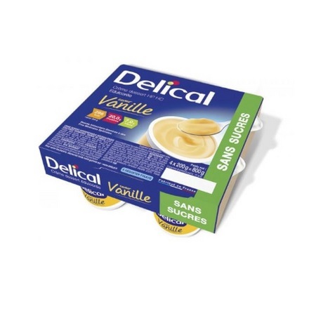 Delical Crème dessert Sans sucre Vanille, 4 x 200 g