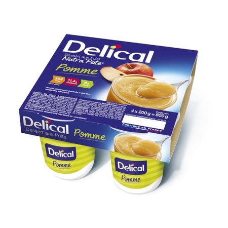 Delical Nutra'Pote Dessert aux fruits Pomme, 4 x 200 g