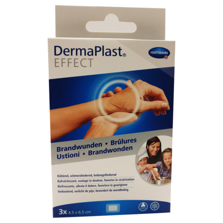 DermaPlast Effect Pansements Brulures, 3 pansements de 4.5 x 6.5 cm