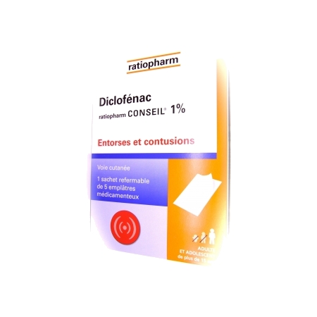 Diclofenac ratiopharm conseil 1 %, 5 emplâtres