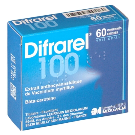 Difrarel 100 mg, 20 comprimés enrobés