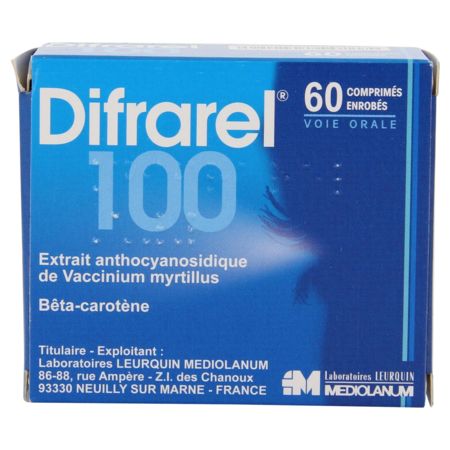 Difrarel 100 mg, 60 comprimés enrobés