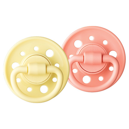 Dodie Duo Sucette Ronde Caoutchouc Naturel 6-36 Mois Rose/Jaune