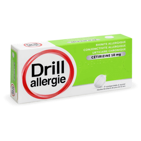 Drill Allergie Cétirizine 10 mg, 7 Comprimés à Sucer