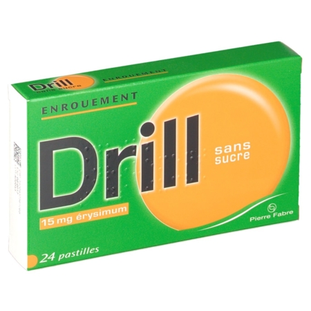 Drill enrouement 15 mg sans sucre, 24 pastilles à sucer