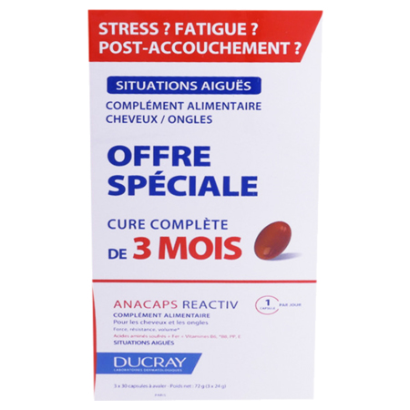 Ducray Anacaps Reactiv 3 Mois, 3 x 30 Gélules