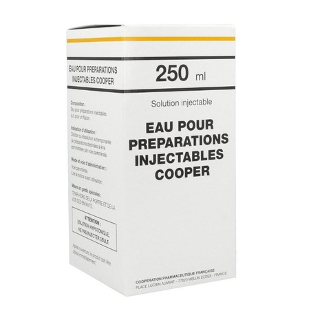 Eau pour preparations injectables cooper, flacon de 250 ml de solution injectable