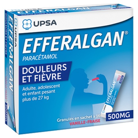 Efferalgan vanille fraise 500 mg, granulés en sachet