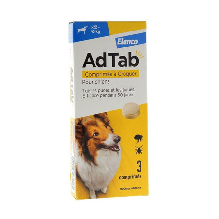 Elanco AdTab Chien 900mg 22-45 kg, 3 Comprimés