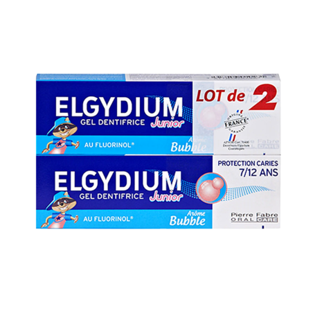 Elgydium Junior Dentifrice Bubble 7/12 ans, 2 x 50ml