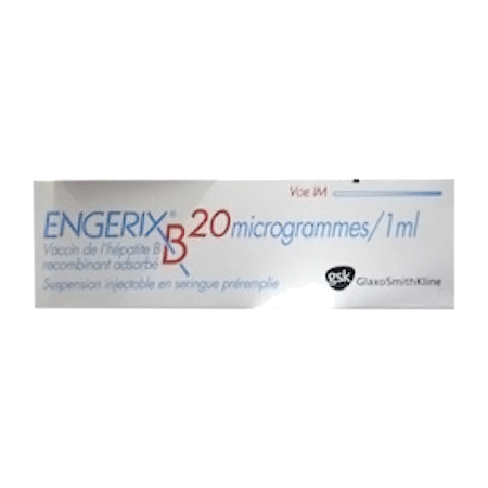 Engerix b 20 microgrammes/1 ml, 1 seringue préremplie de suspension injectable