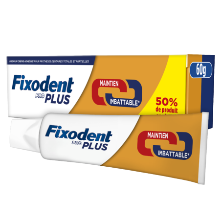 Fixodent Pro Plus La meilleure fixation Crème Adhésive pour Prothèses Dentaires 60g  