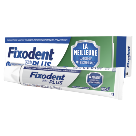 Fixodent Pro Plus La Meilleure Technologie Antibactérienne Crème Adhésive Prothèses Dentaires 40g