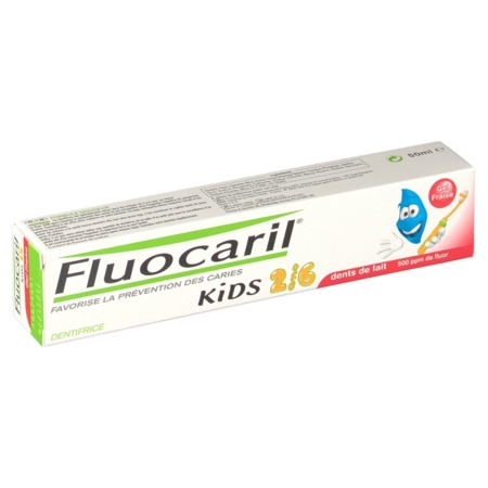 Fluocaril kids gel dentifrice 2 à 6 ans fraise, 50 ml