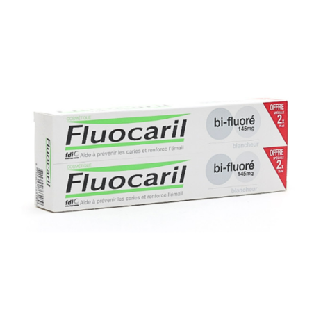 Flurocaril Bi-Fluor 145 mg Pâte Dentifrice Blanche, 2 x 75 ml