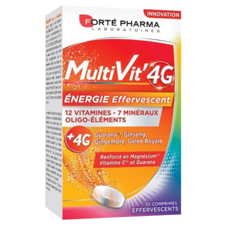 Forté Pharma MultiVit'4G Énergie, 30 Comprimés Effervescents