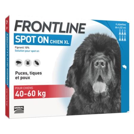 Frontline spot-on xl chien de 40-60 kg - 4 pipettes