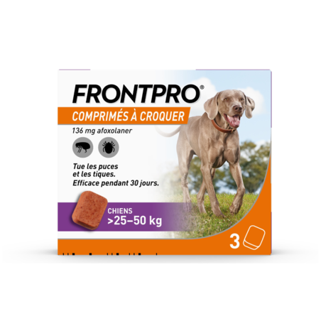 Frontpro Comprimés Antiparasitaires 25-50 Kg, 3 comprimés