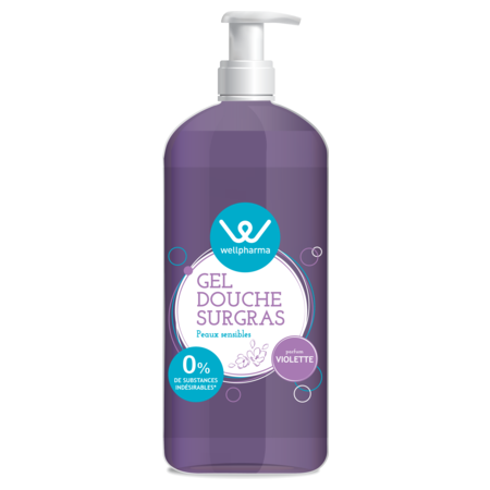 Gel douche surgras wellpharma 1L - Parfum Violette