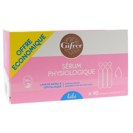 Gifrer bébé physiologica sérum physiologique, 40 unidoses 5ml