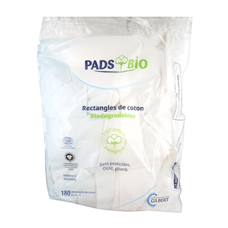 Gilbert Pads Bio Rectangles de Coton, x180