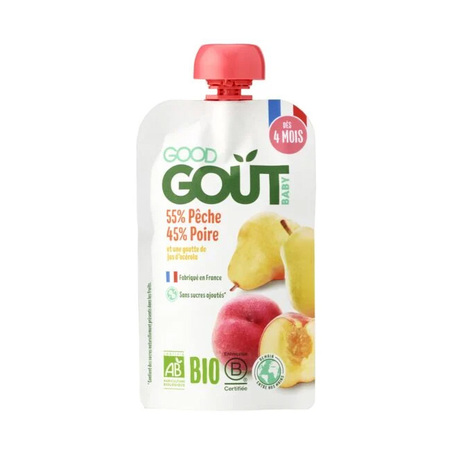 Good Goût Baby Poire Pêche Bio, Gourde de 120g