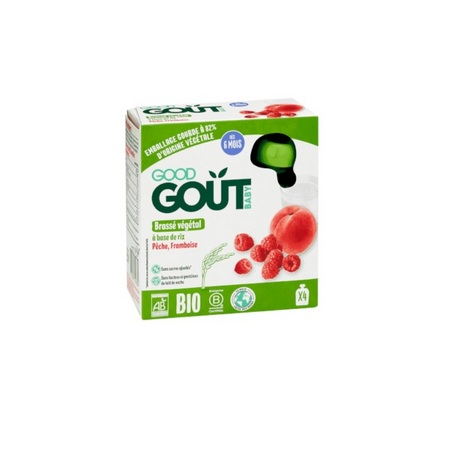 Good Goût Brassé végétal Riz pêche framboise, 4 gourdes