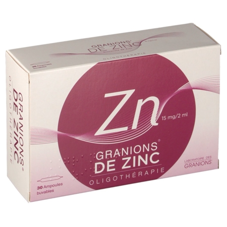 Granions zinc 15 mg/2ml solution buvable, 30 ampoules