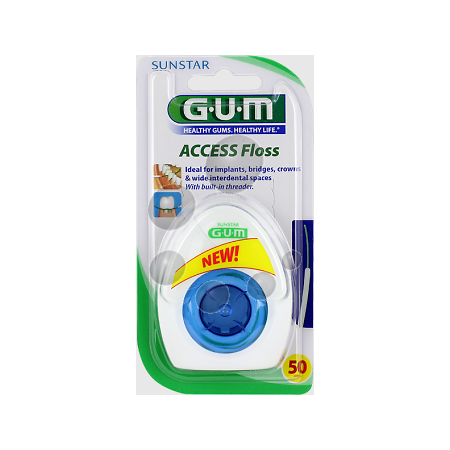 GUM ACCESS FLOSS FIL DENTAIRE PREDECOUPE 50M