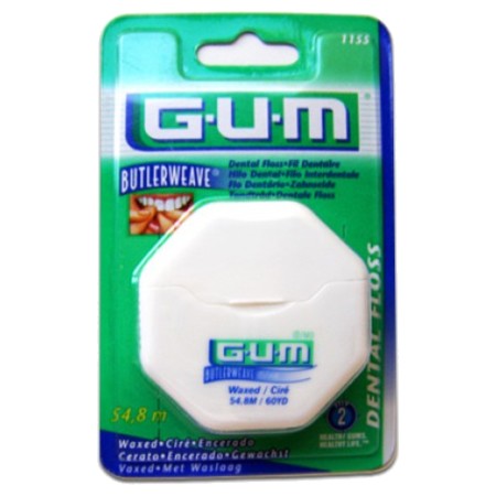 Gum butlerweave fil dentaire plat cire 55m