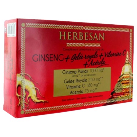 Herbesan ginseng gelee royale, 20 ampoules buvables